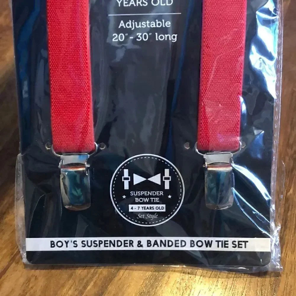 Kids Umo Lorenzo Suspender And Bow Tie Set-Red